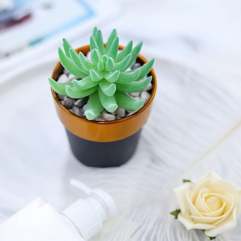 3 pcs 3 in tall Metallic Round Plastic Flower Plant Pots