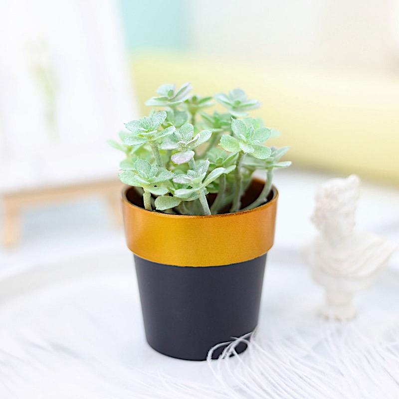 3 pcs 3 in tall Metallic Round Plastic Flower Plant Pots