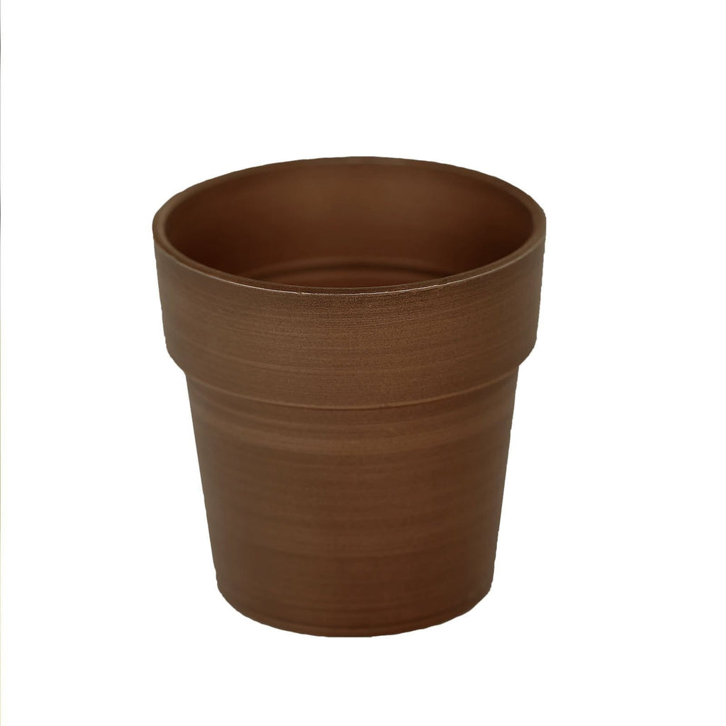 brown plastic plant pot 3 pcs 3 in tall Metallic Round Plastic Flower Plant Pots