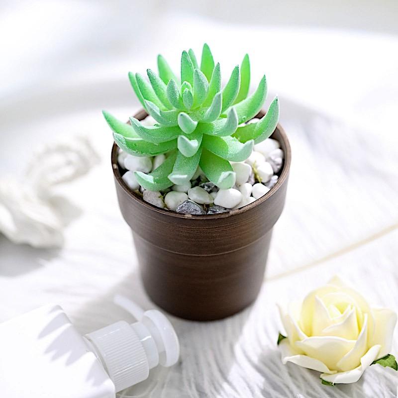 3 pcs 3 in tall Metallic Round Plastic Flower Plant Pots