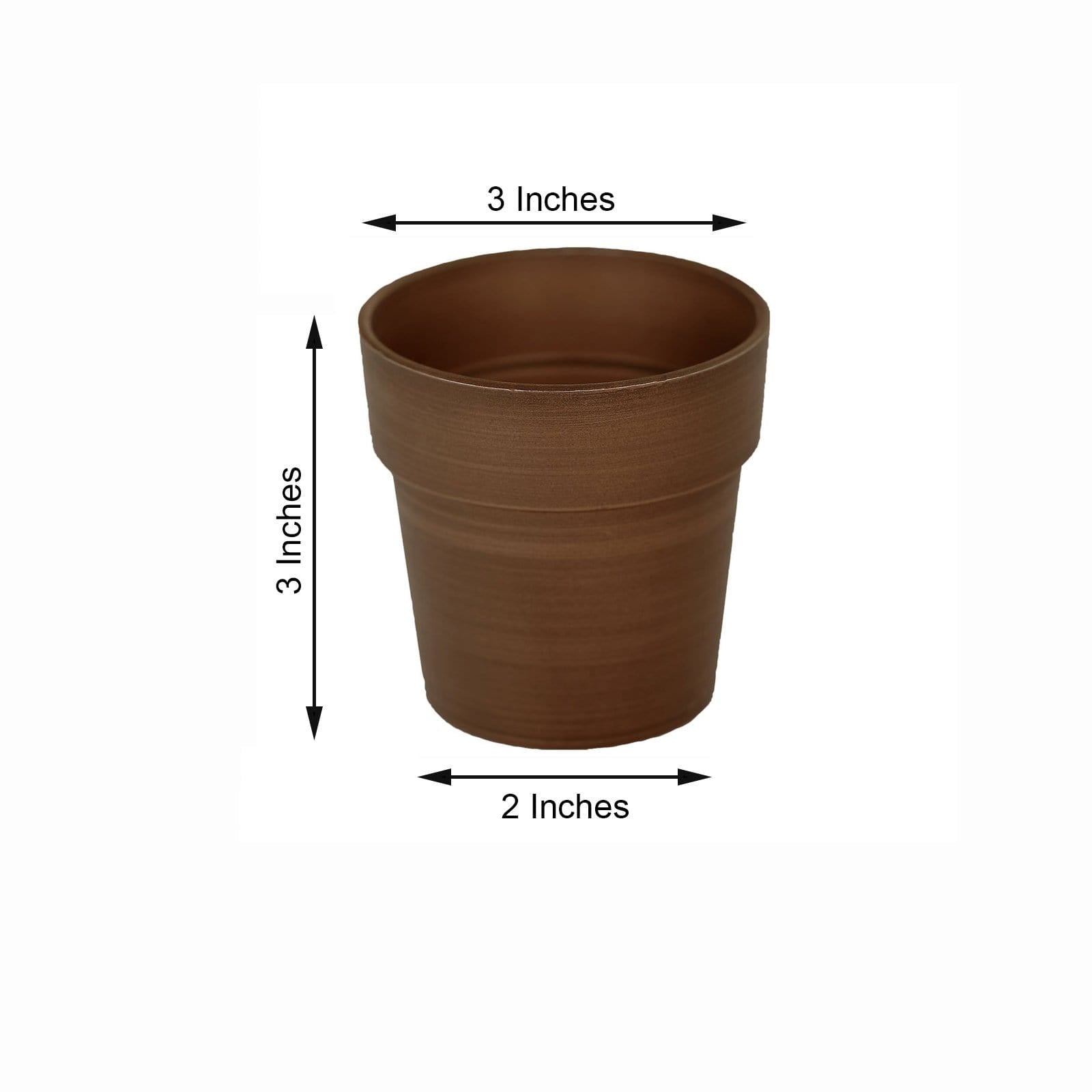3 pcs 3 in tall Metallic Round Plastic Flower Plant Pots