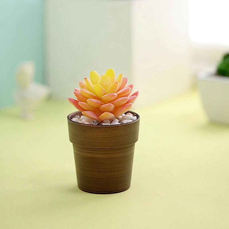 3 pcs 3 in tall Metallic Round Plastic Flower Plant Pots