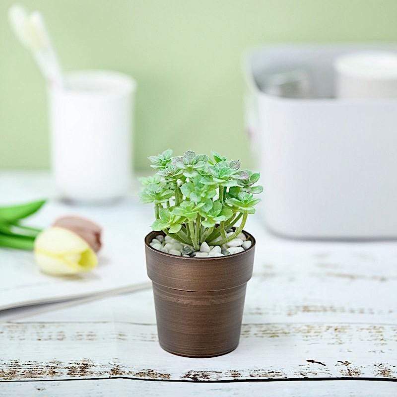 3 pcs 3 in tall Metallic Round Plastic Flower Plant Pots