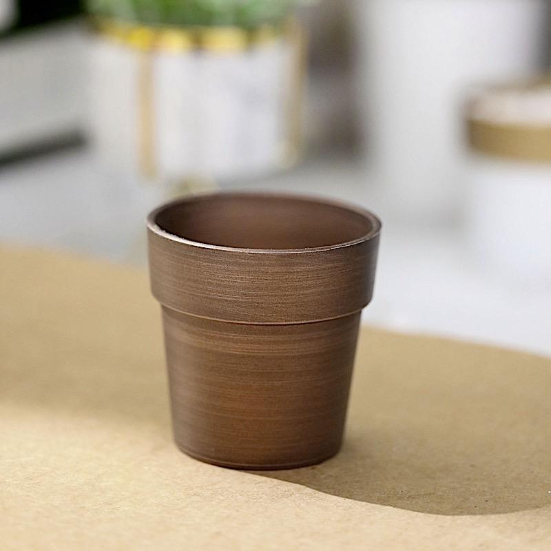 3 pcs 3 in tall Metallic Round Plastic Flower Plant Pots