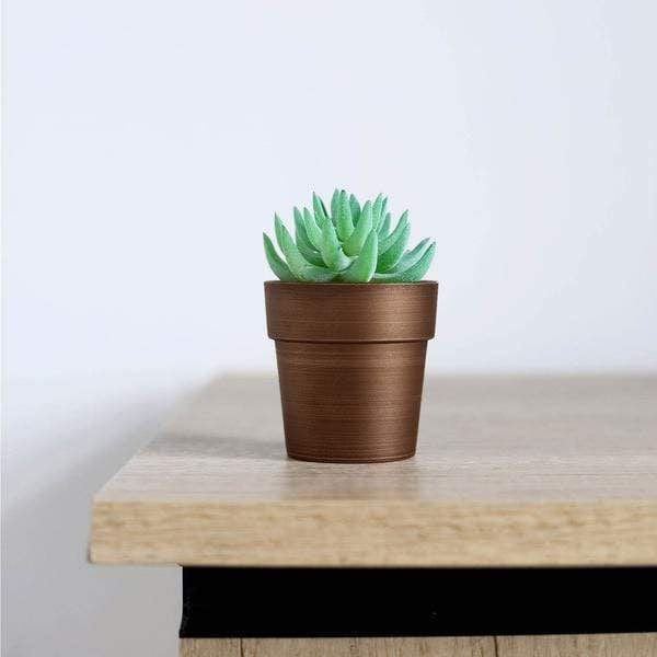 3 pcs 3 in tall Metallic Round Plastic Flower Plant Pots