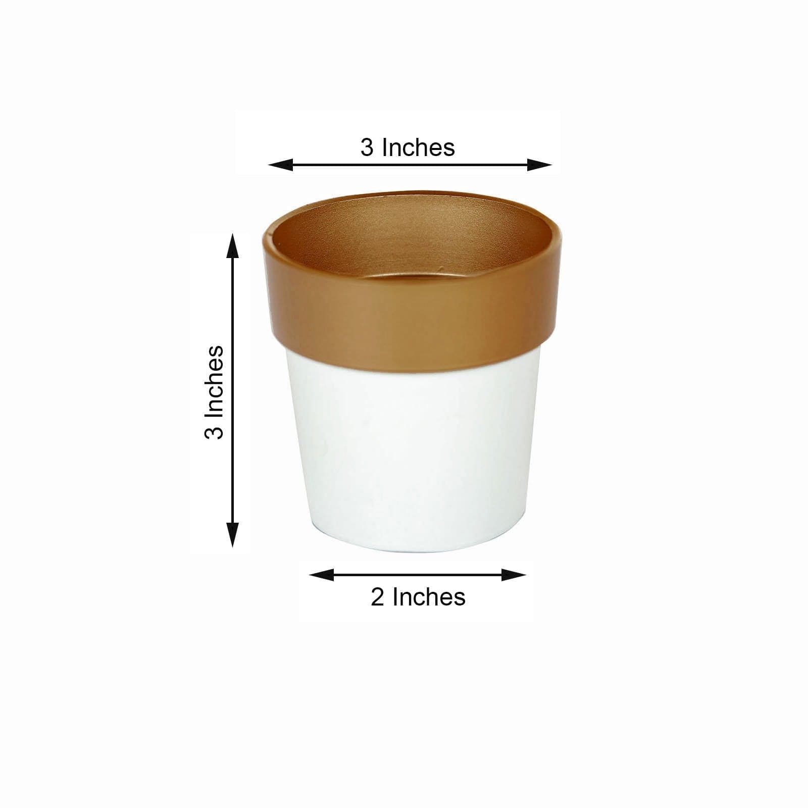 3 pcs 3 in tall Metallic Round Plastic Flower Plant Pots