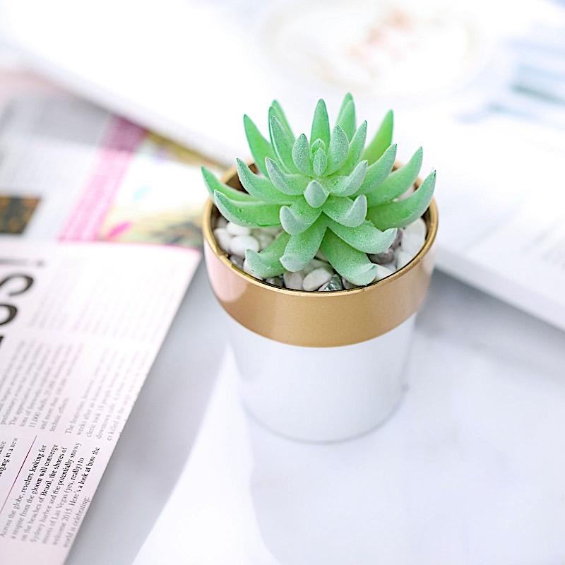 3 pcs 3 in tall Metallic Round Plastic Flower Plant Pots
