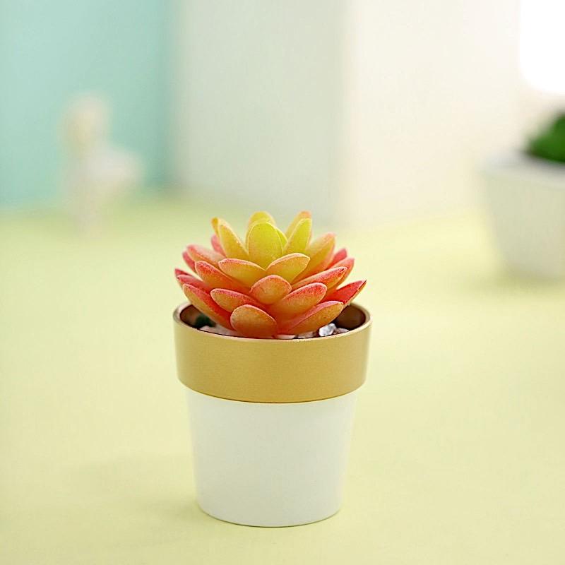 3 pcs 3 in tall Metallic Round Plastic Flower Plant Pots