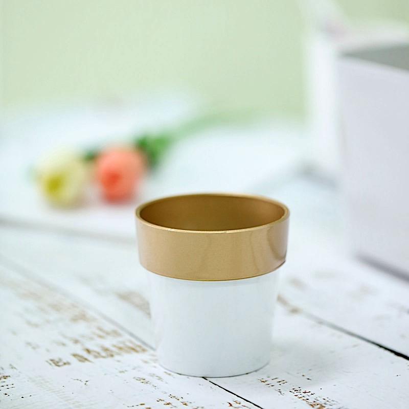 3 pcs 3 in tall Metallic Round Plastic Flower Plant Pots