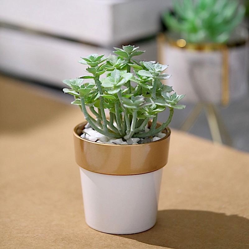 3 pcs 3 in tall Metallic Round Plastic Flower Plant Pots