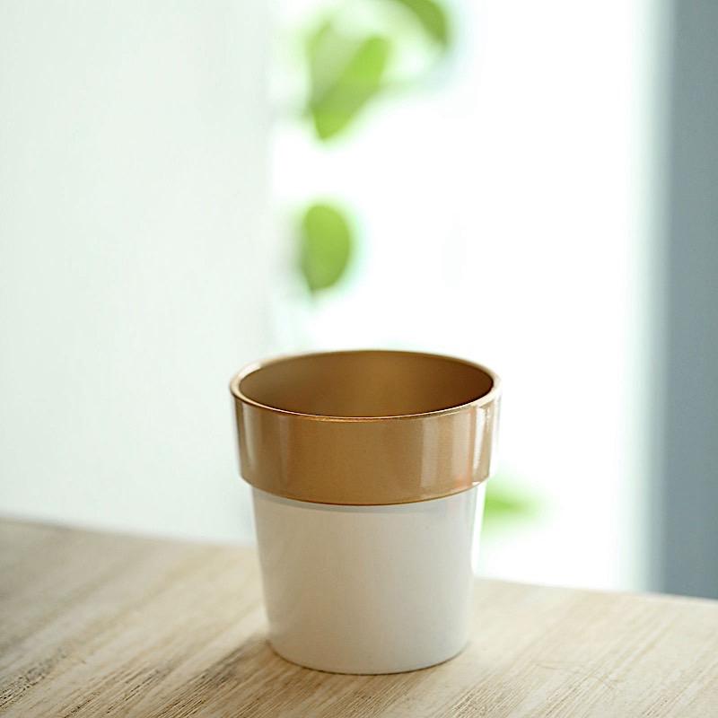 3 pcs 3 in tall Metallic Round Plastic Flower Plant Pots