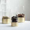 3 pcs Clear with Gold Honeycomb Trim Glass Cylinder Vases