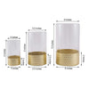 3 pcs Clear with Gold Honeycomb Trim Glass Cylinder Vases