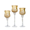 3 pcs Clear with Gold Hurricane Glass Candle Holders Vases