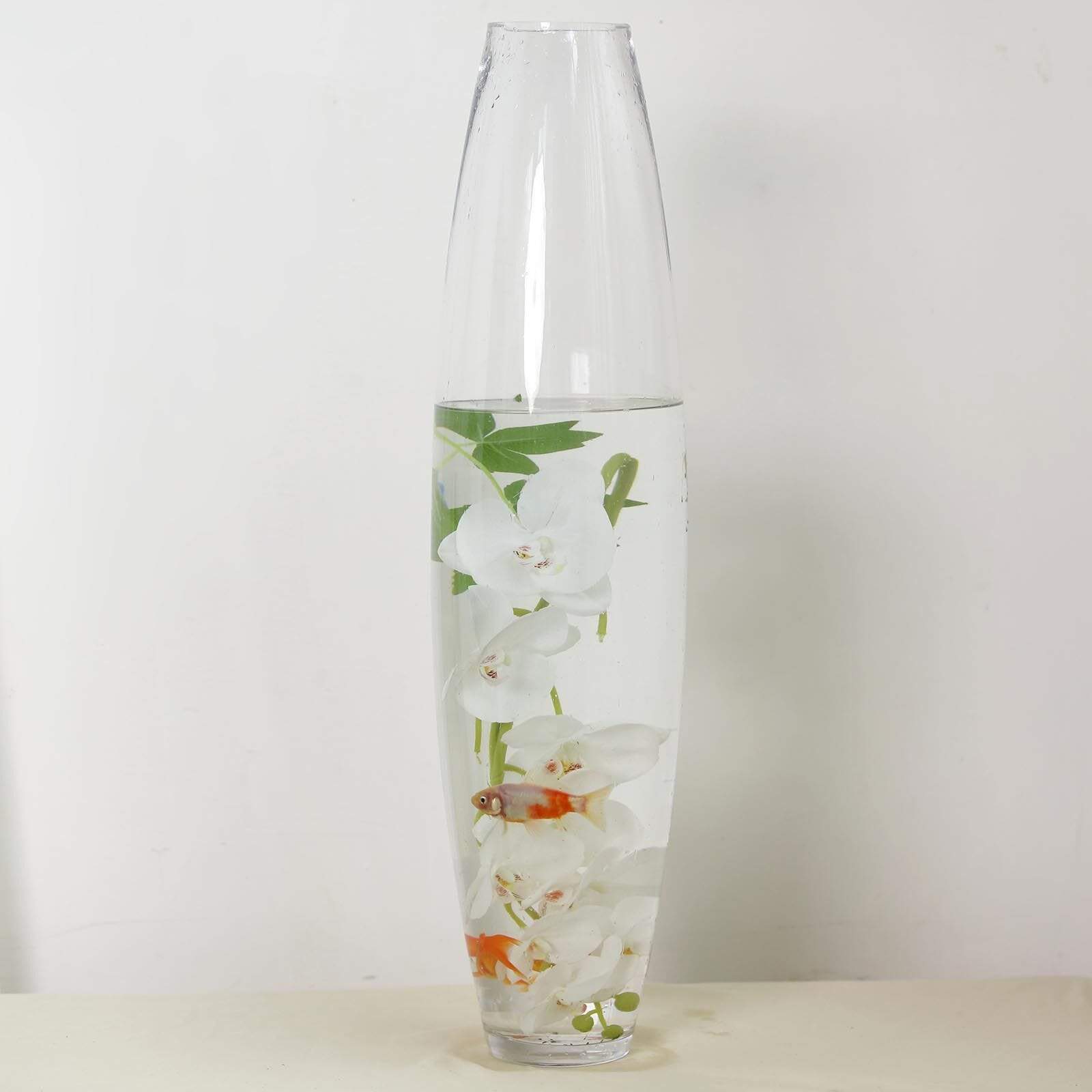 31 inch tall Cylindrical Clear Glass Vase