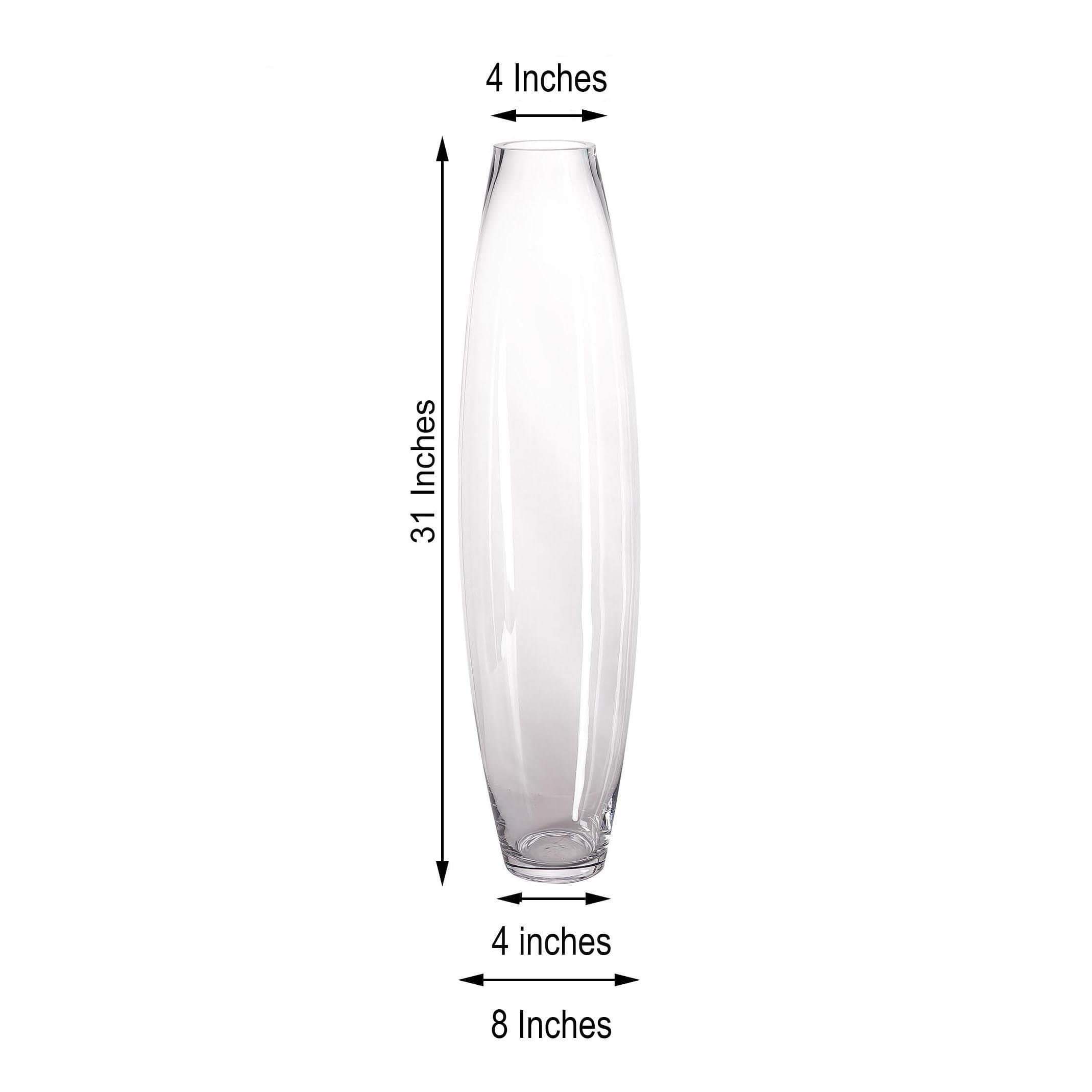31 inch tall Cylindrical Clear Glass Vase