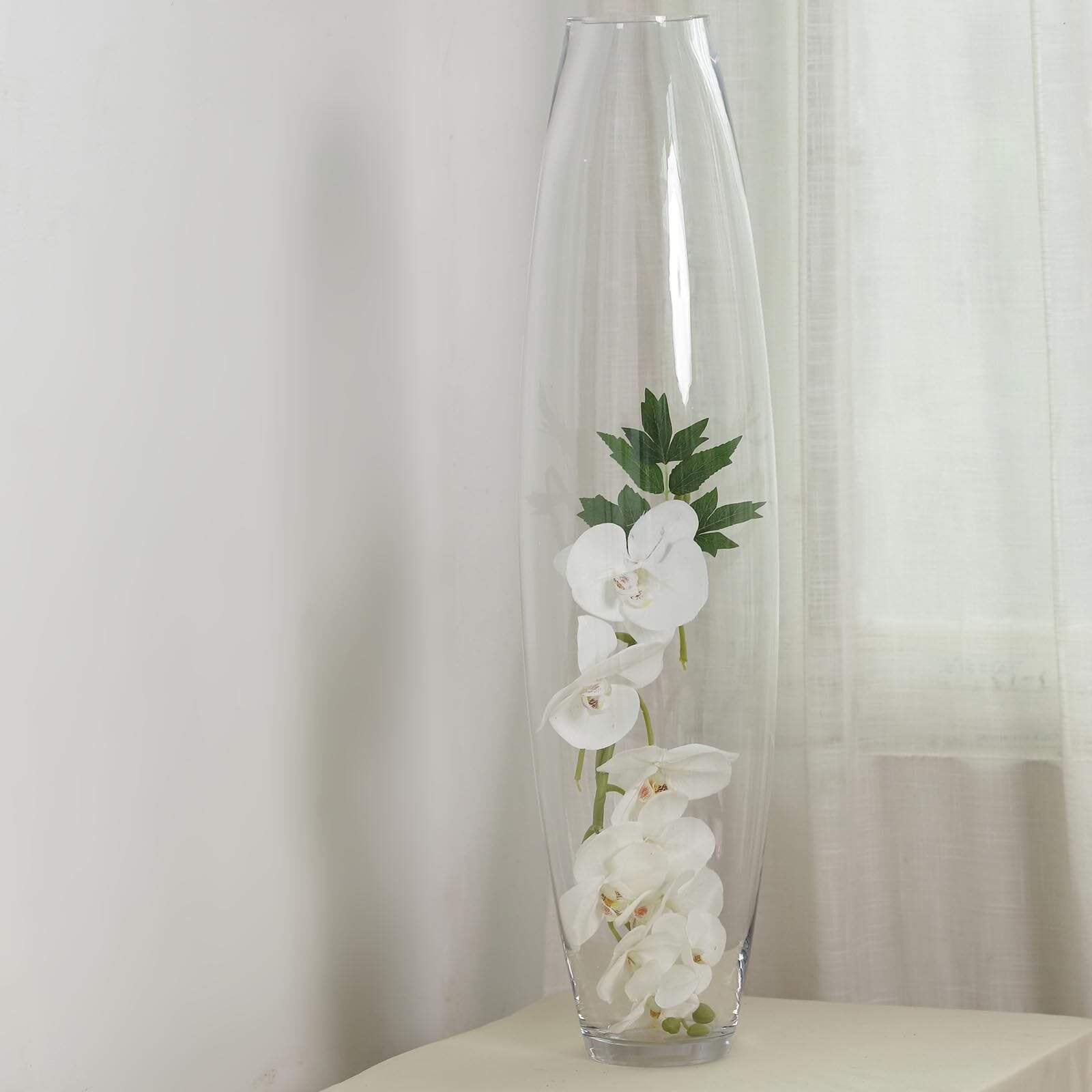 31 inch tall Cylindrical Clear Glass Vase