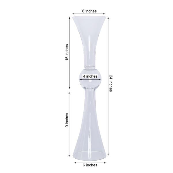 4 pcs 24 in tall Clear Glass Trumpet Centerpiece Vases