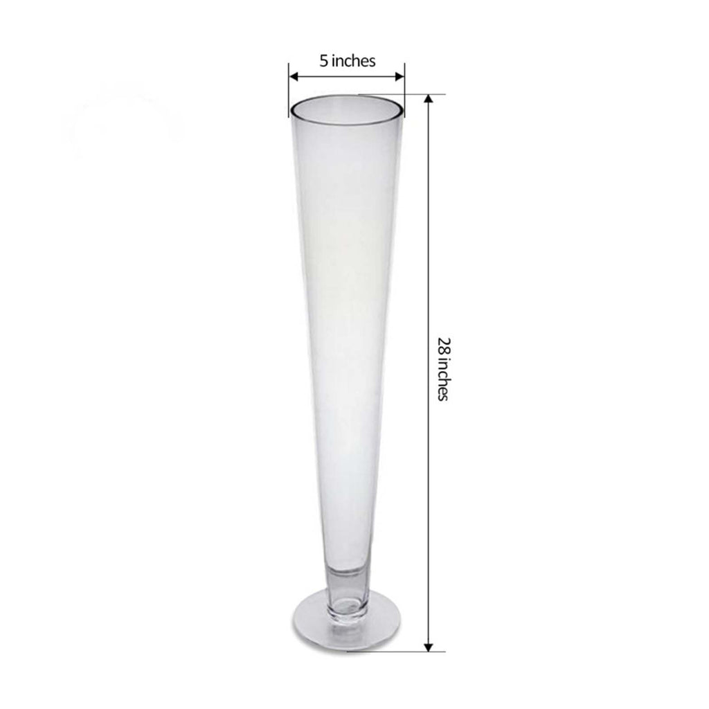 4 pcs 28" tall Clear Glass Trumpet Centerpiece Vases