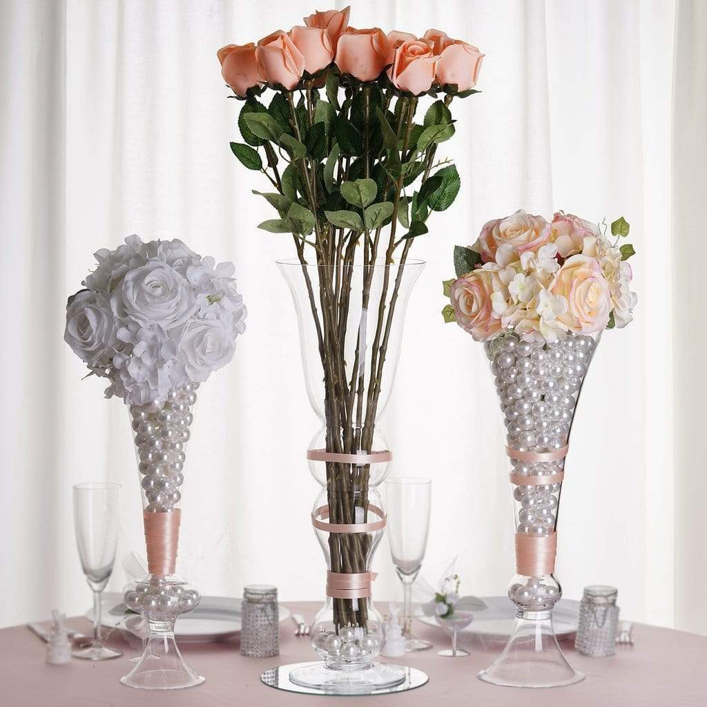 4 pcs Clear Glass Trumpet Centerpiece Vases