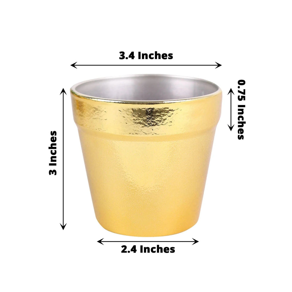 small gold plant pot 6 Gold 3 in tall Metallic Round Plastic Flower Plant Pots