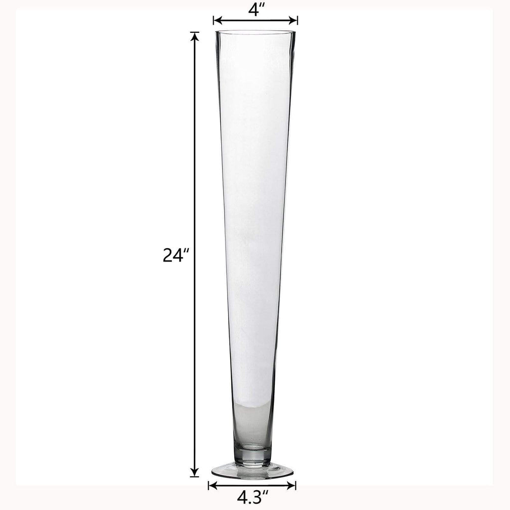 6 pcs 24" tall Clear Glass Trumpet Centerpiece Vases