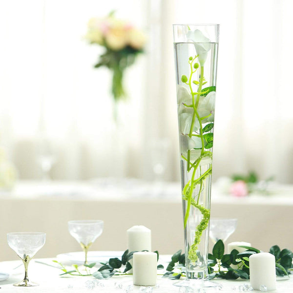 6 pcs 24" tall Clear Glass Trumpet Centerpiece Vases