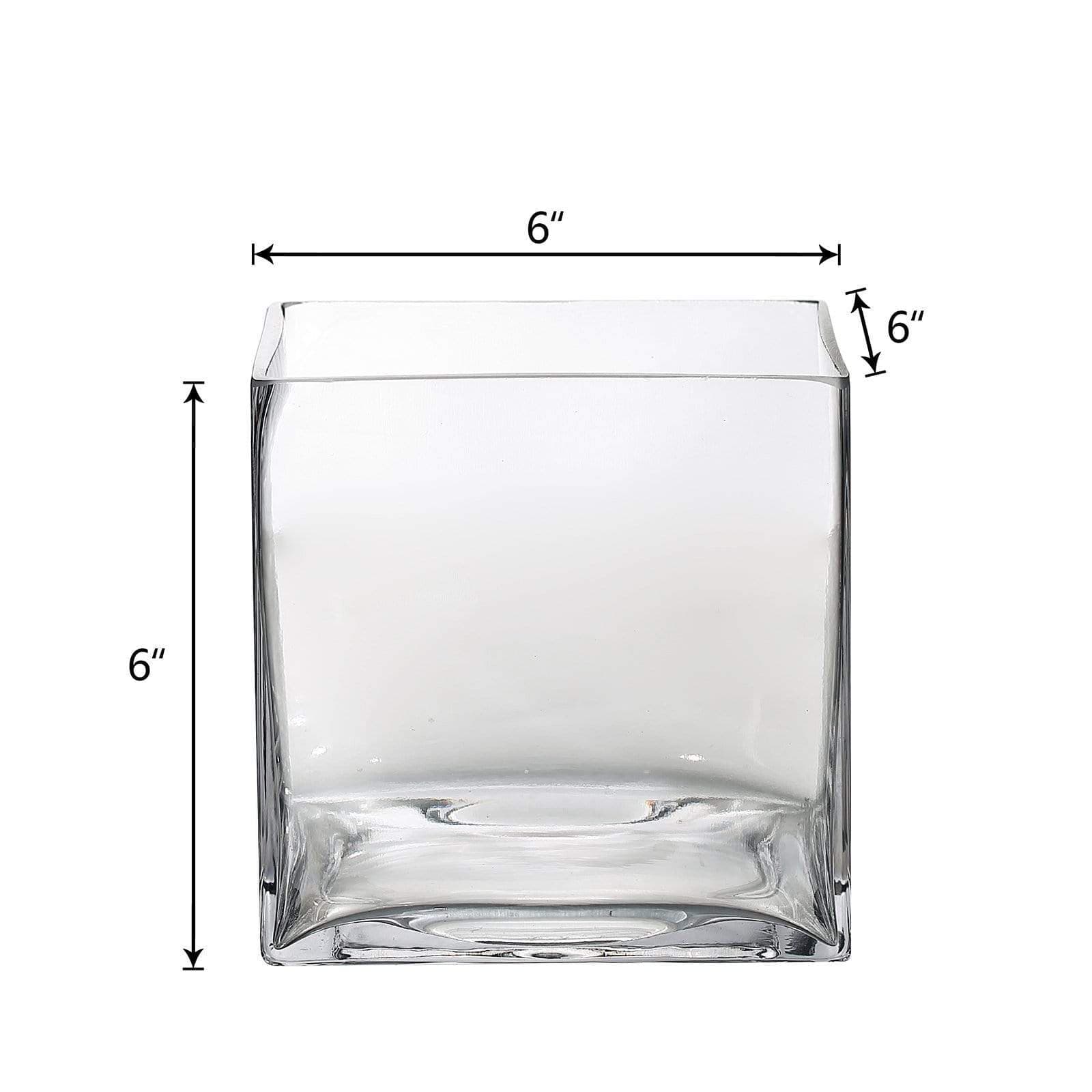 6 pcs 6 in tall Clear Glass Cube Vases Centerpieces