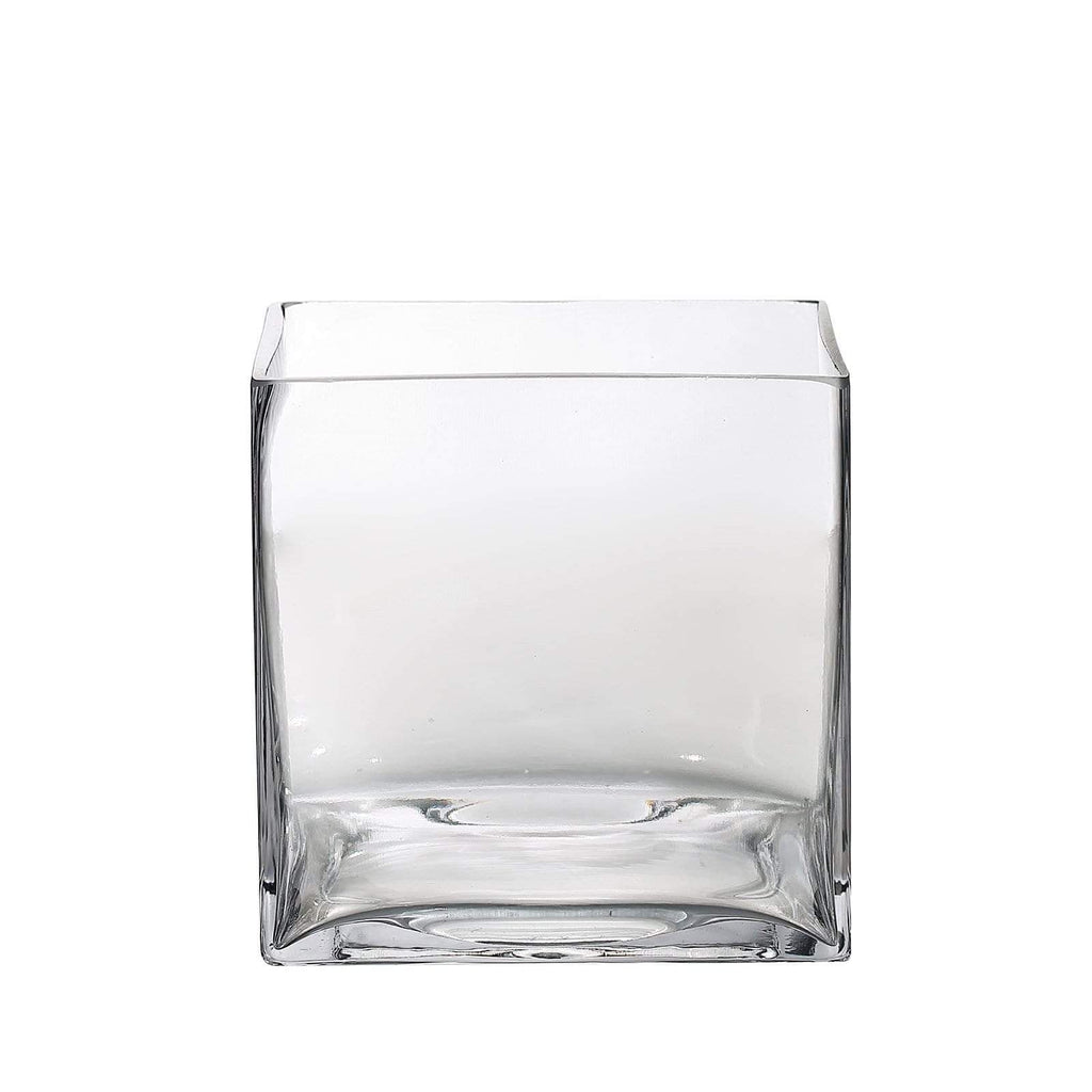 6 pcs 6 in tall Clear Glass Cube Vases Centerpieces