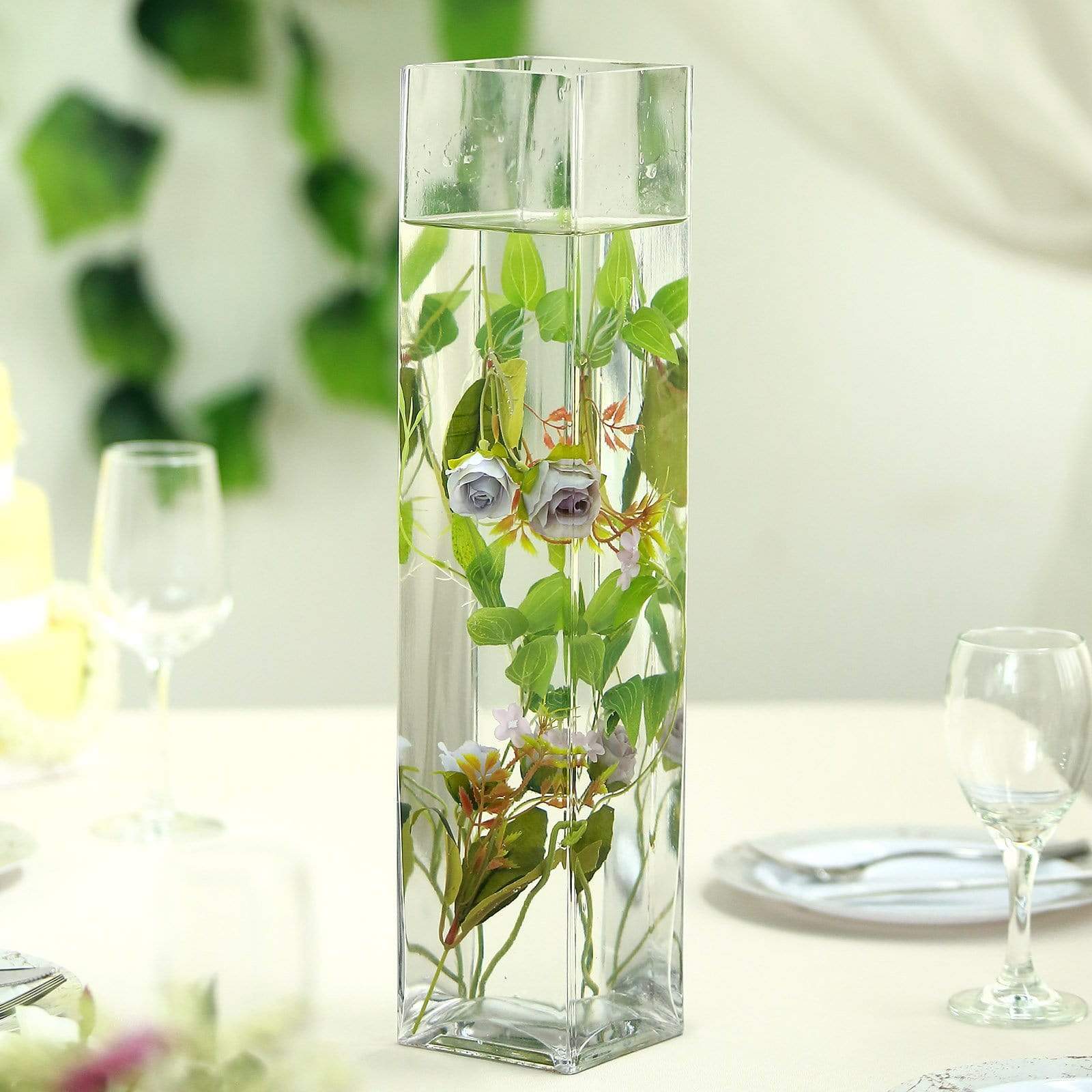 6 pcs Clear Glass Square Block Vases Centerpieces