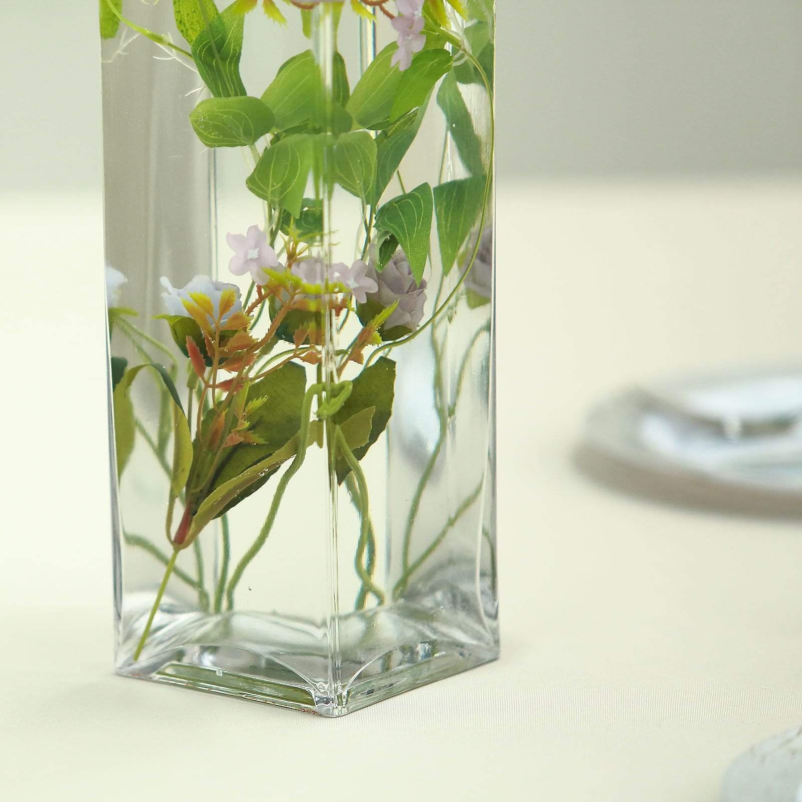 6 pcs Clear Glass Square Block Vases Centerpieces