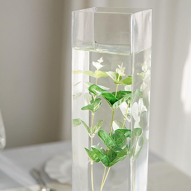 6 pcs Clear Glass Square Block Vases Centerpieces