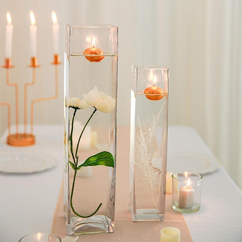 6 pcs Clear Glass Square Block Vases Centerpieces