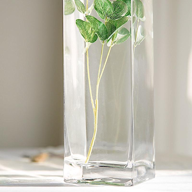6 pcs Clear Glass Square Block Vases Centerpieces