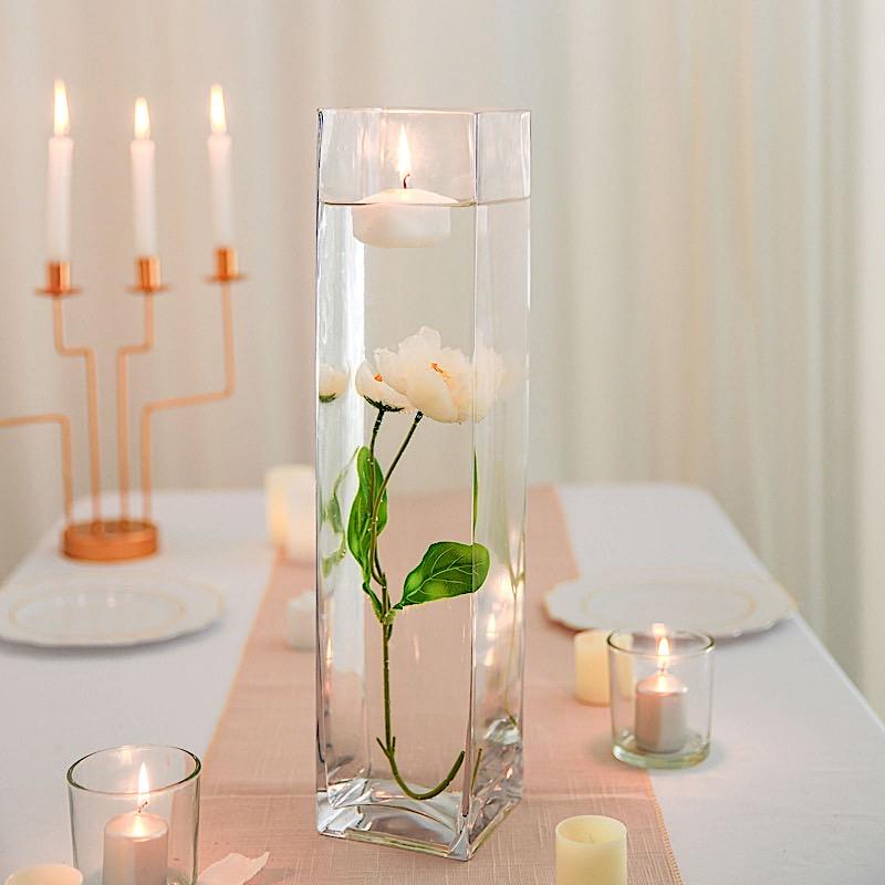 6 pcs Clear Glass Square Block Vases Centerpieces
