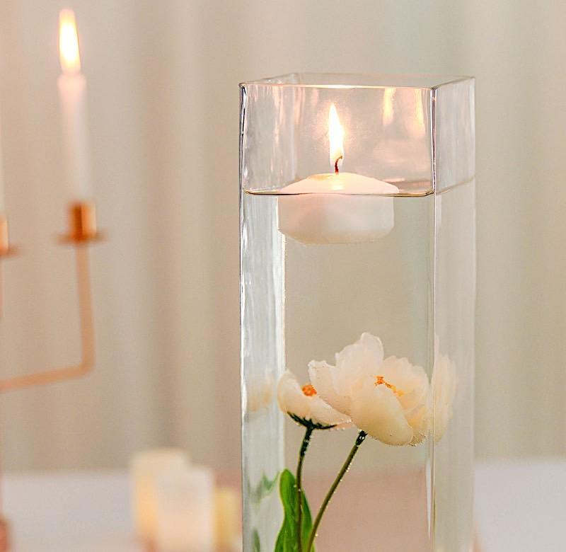 6 pcs Clear Glass Square Block Vases Centerpieces
