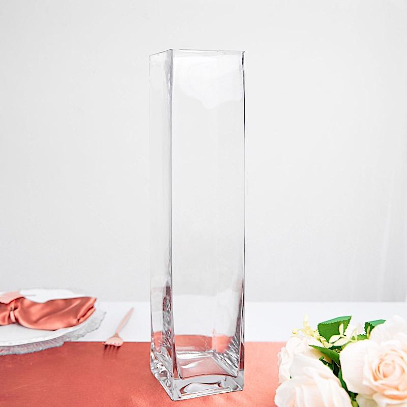 6 pcs Clear Glass Square Block Vases Centerpieces