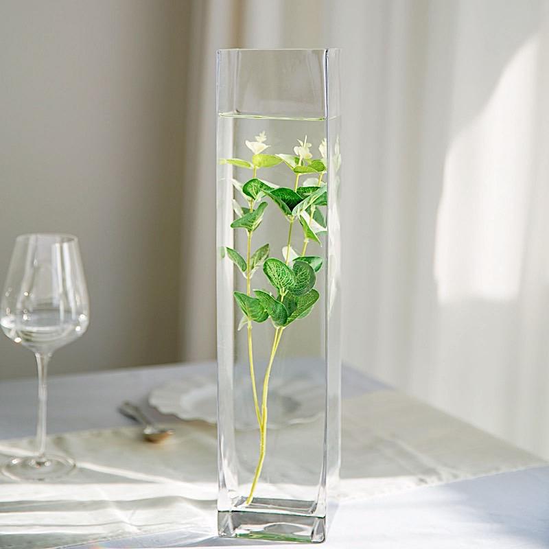 6 pcs Clear Glass Square Block Vases Centerpieces