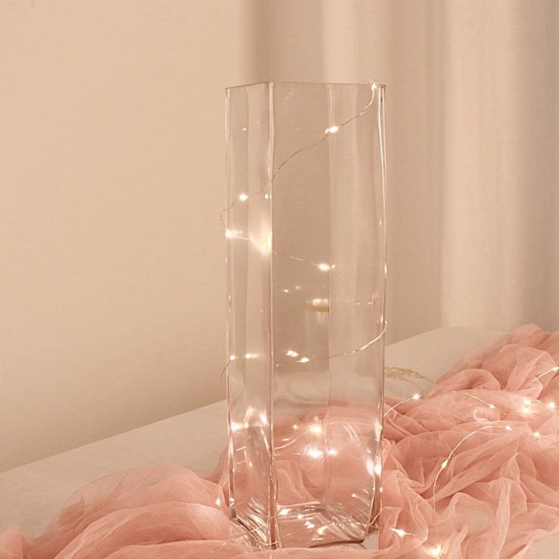 6 pcs Clear Glass Square Block Vases Centerpieces