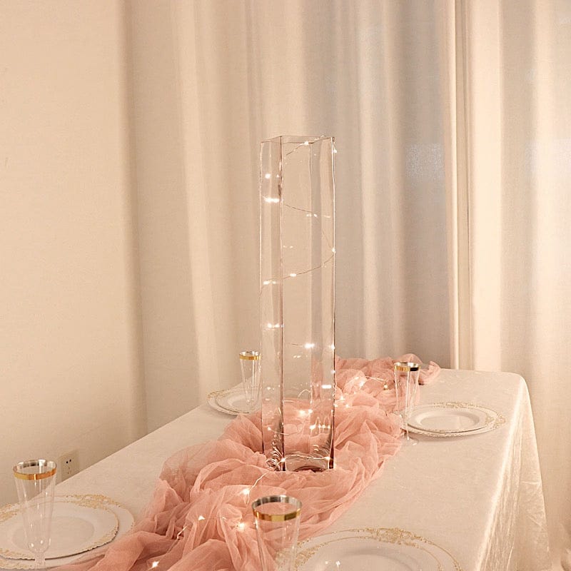 6 pcs Clear Glass Square Block Vases Centerpieces