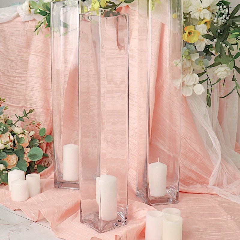 6 pcs Clear Glass Square Block Vases Centerpieces
