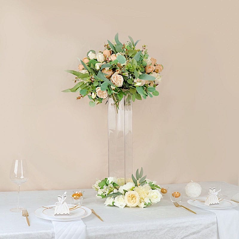 6 pcs Clear Glass Square Block Vases Centerpieces