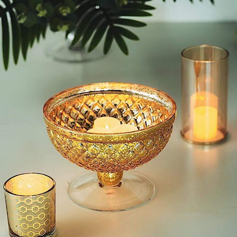 8 in Compote Vase Mercury Glass Bowl Centerpiece