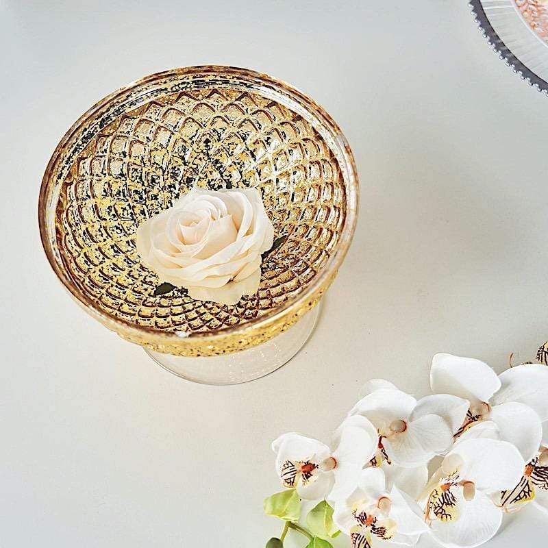 8 in Compote Vase Mercury Glass Bowl Centerpiece