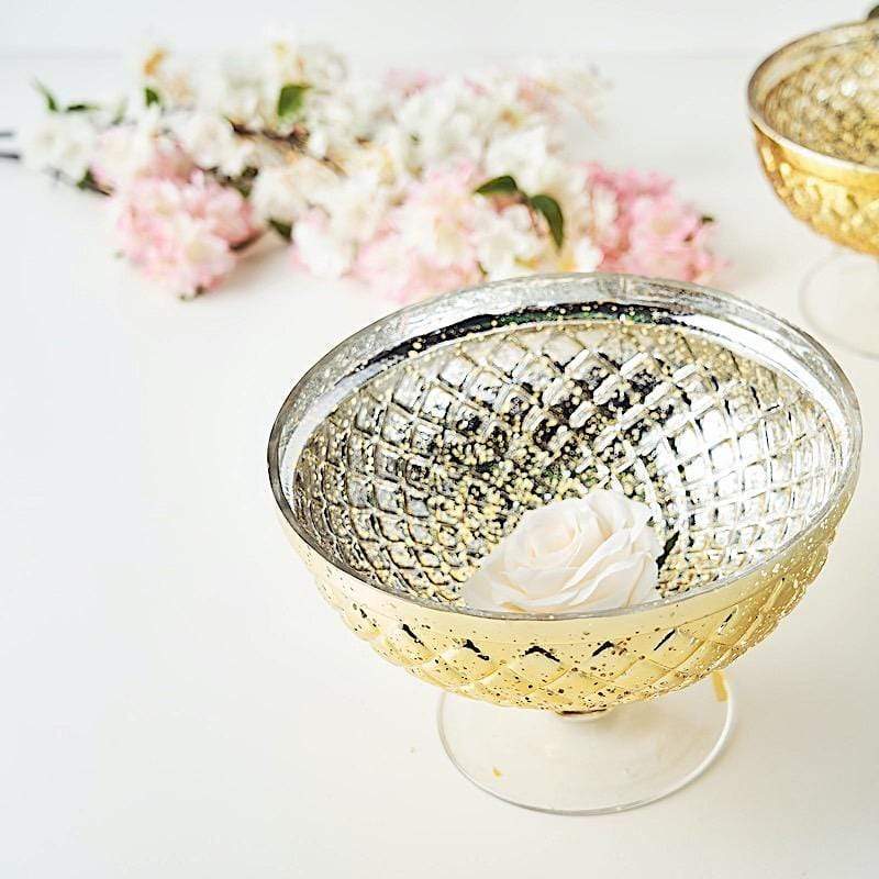 8 in Compote Vase Mercury Glass Bowl Centerpiece