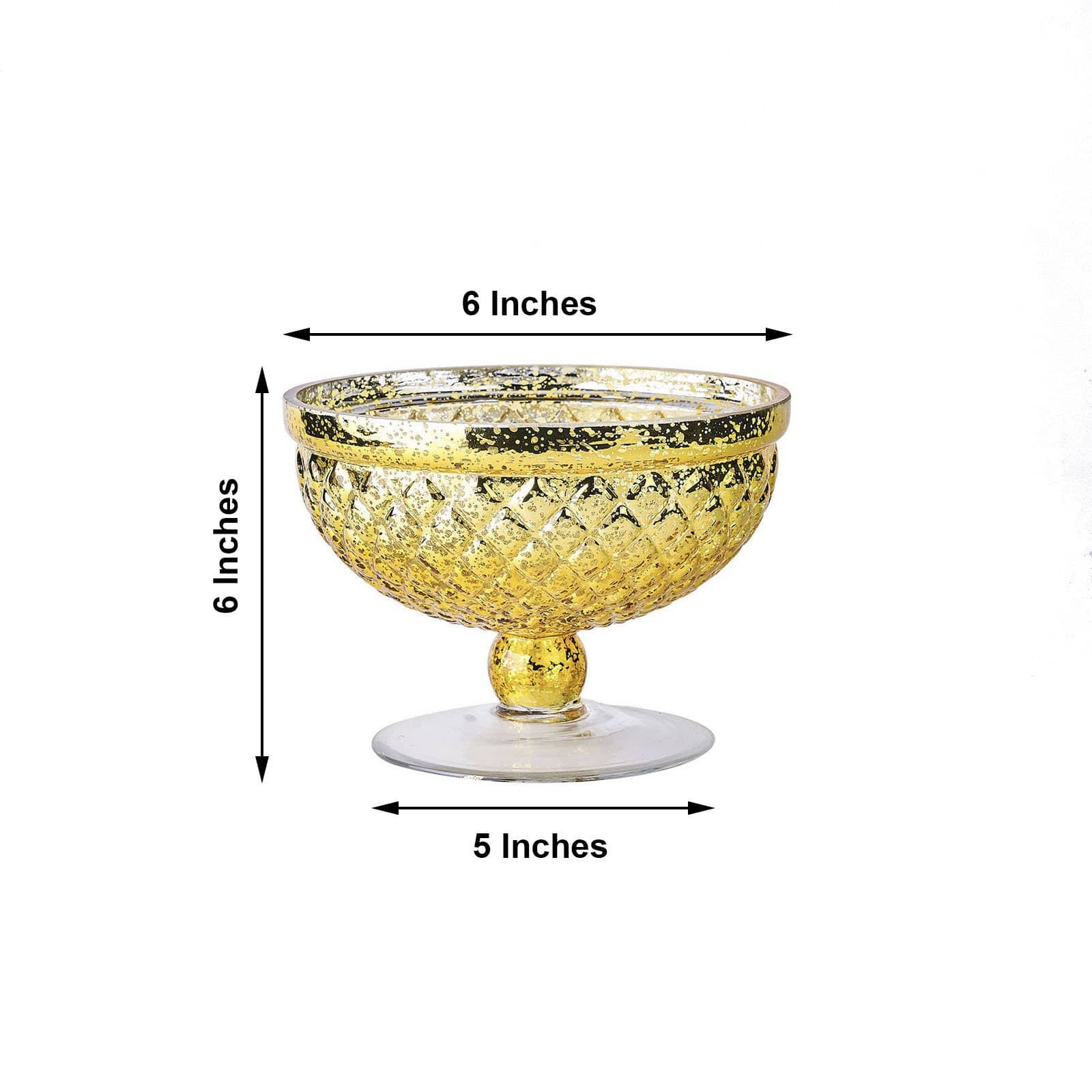 8 in Compote Vase Mercury Glass Bowl Centerpiece