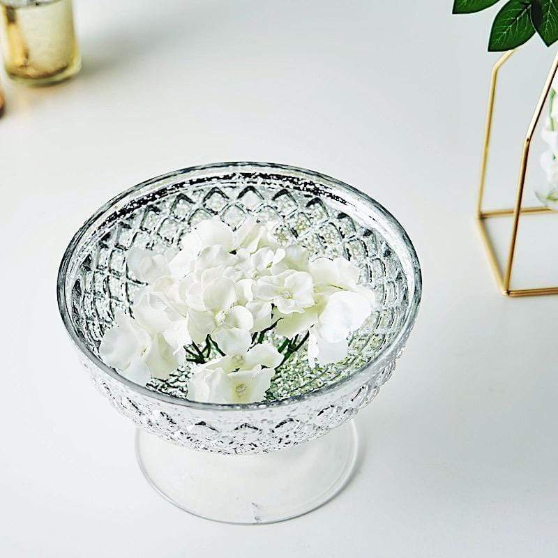 8 in Compote Vase Mercury Glass Bowl Centerpiece