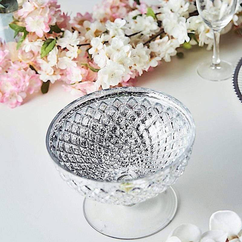 8 in Compote Vase Mercury Glass Bowl Centerpiece