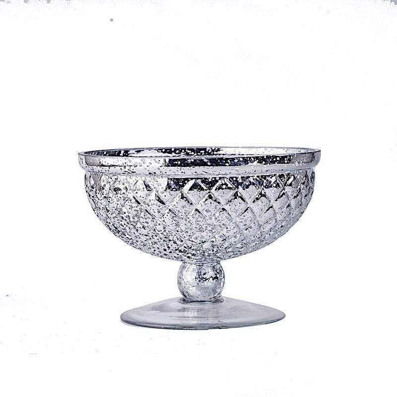 8 in Compote Vase Mercury Glass Bowl Centerpiece