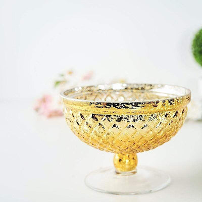 8 in Compote Vase Mercury Glass Bowl Centerpiece
